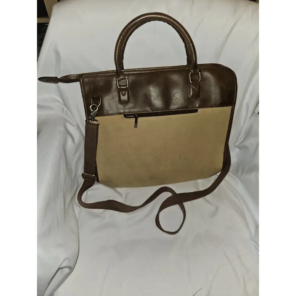 Lavievert Vintage-Style Laptop Messenger Crosbody Bag In Leather And Canvas